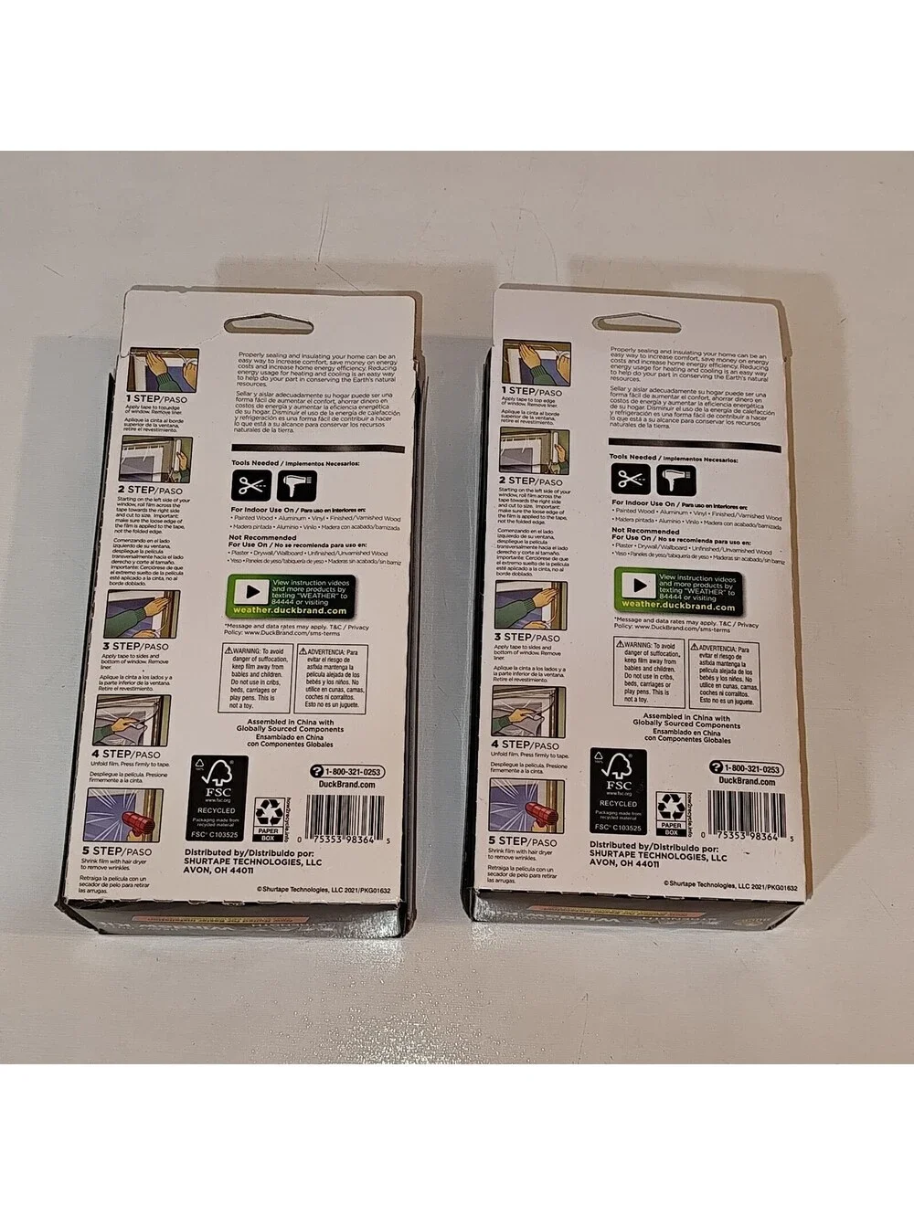 Duck Max Strength 62” x 126” Window Insulation Film Kit Fits 3 Windows Lot of 2